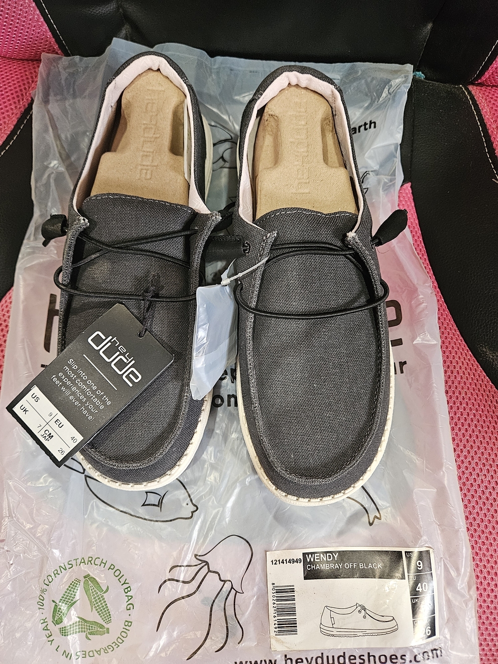 Hey Dude Wendy Chambray Off Black SIZE 9